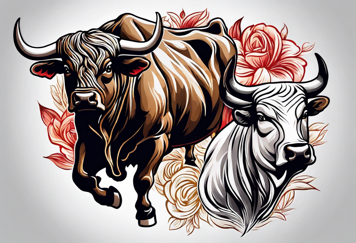 bull and red rose vector tattoo design 35392743 Vector Art at Vecteezy