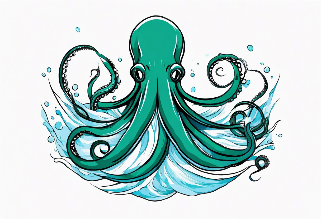 Water line with kraken tentacles coming out tattoo idea