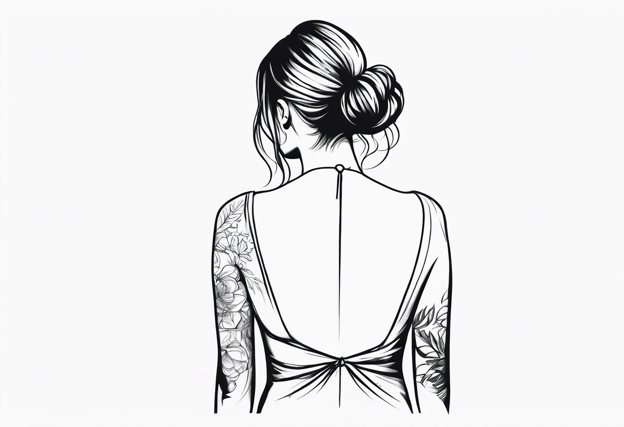 Back of a Woman with shadows tattoo idea