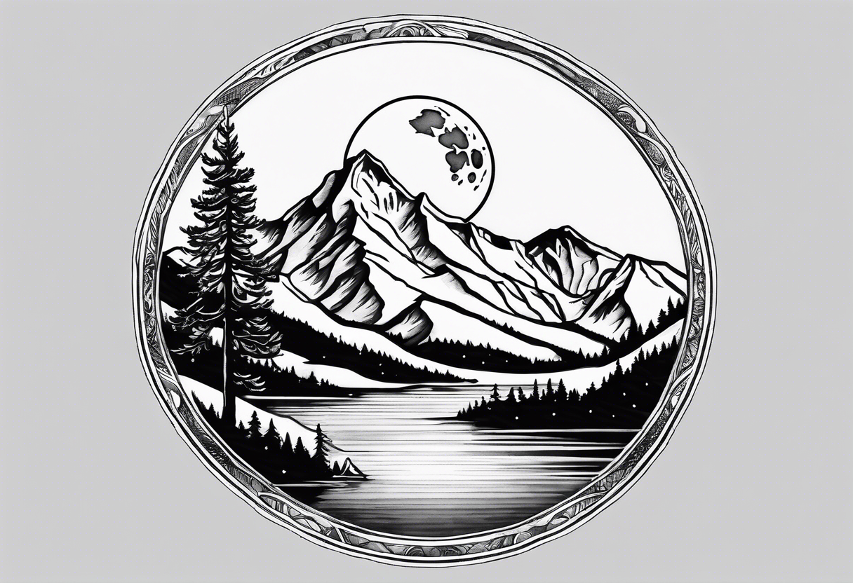 Tenmile, mountain, snow capped, snowboarding, Colorado, moon, lake tattoo idea