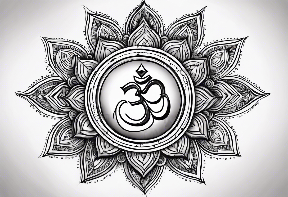 aum with sunrays and clouds tattoo idea