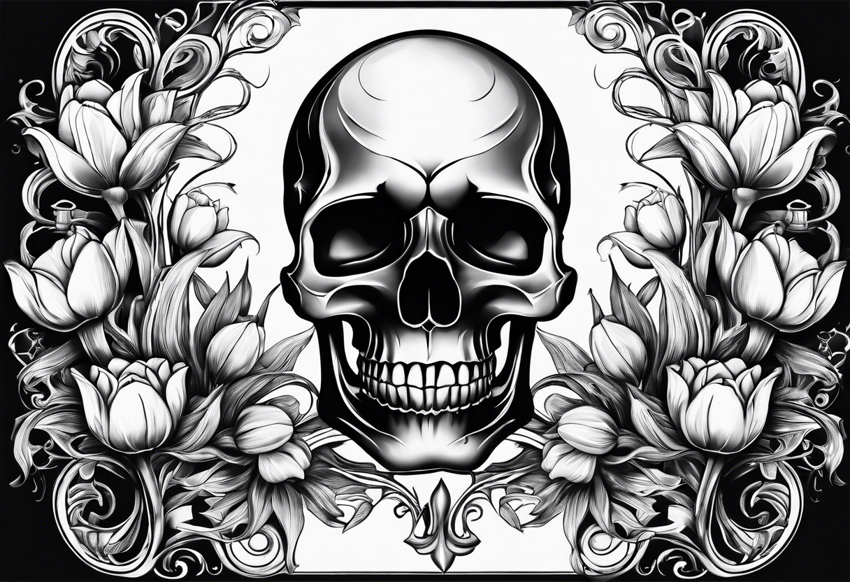 Tulip, Skull, hourglass all separate pieces tattoo idea