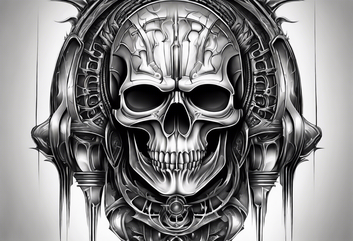 H.R Giger Skull knee tattoo idea