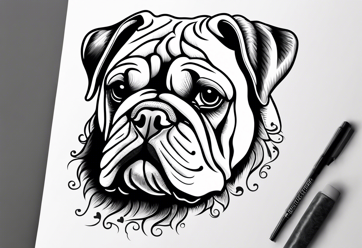 Cute puppy English bulldog tattoo idea