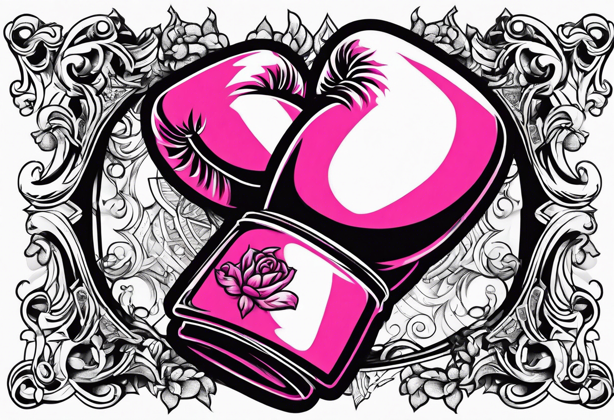 Breast cancer symbol with pink boxing gloves tattoo idea