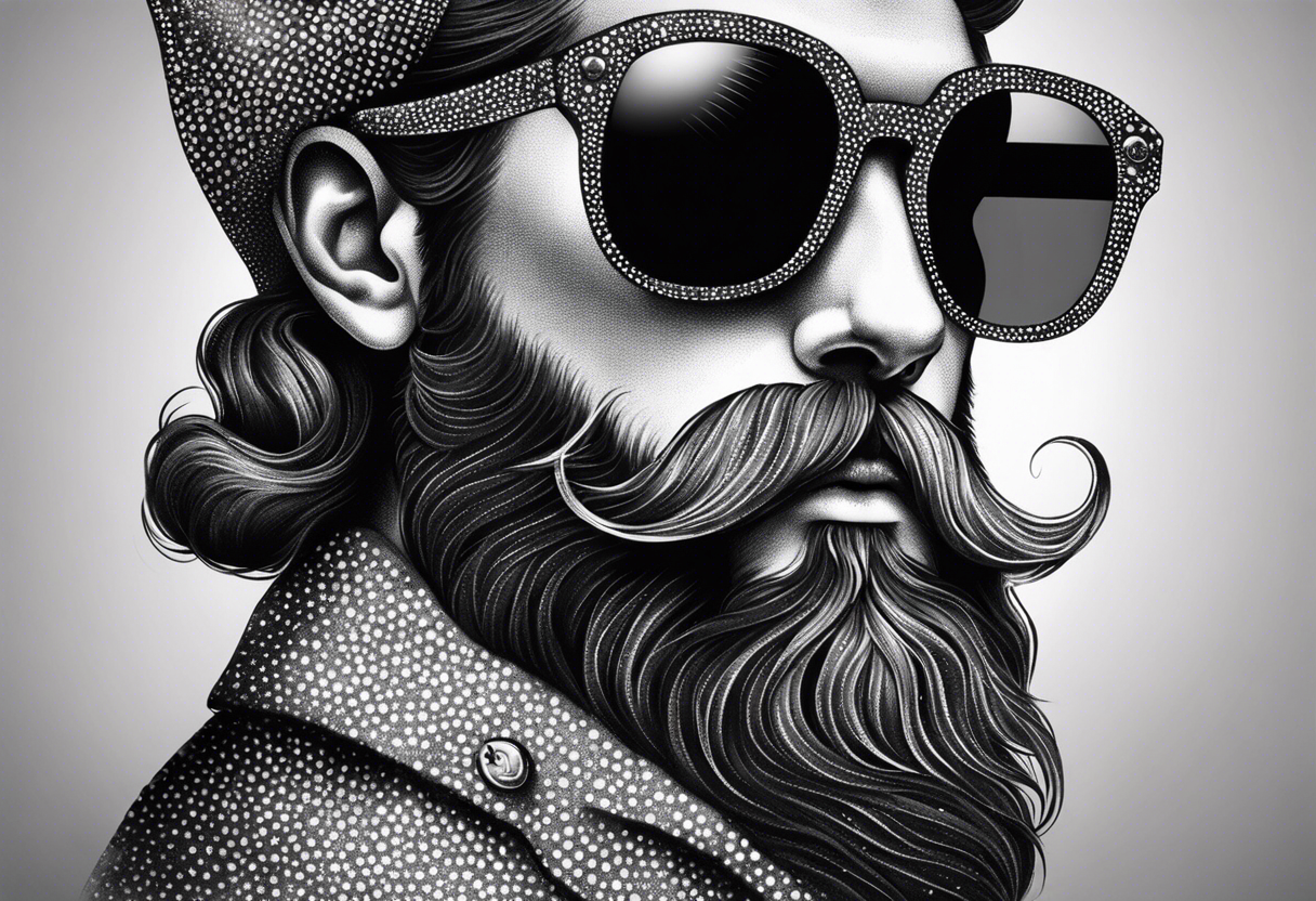 capricorn with beard and sunglasses tattoo idea