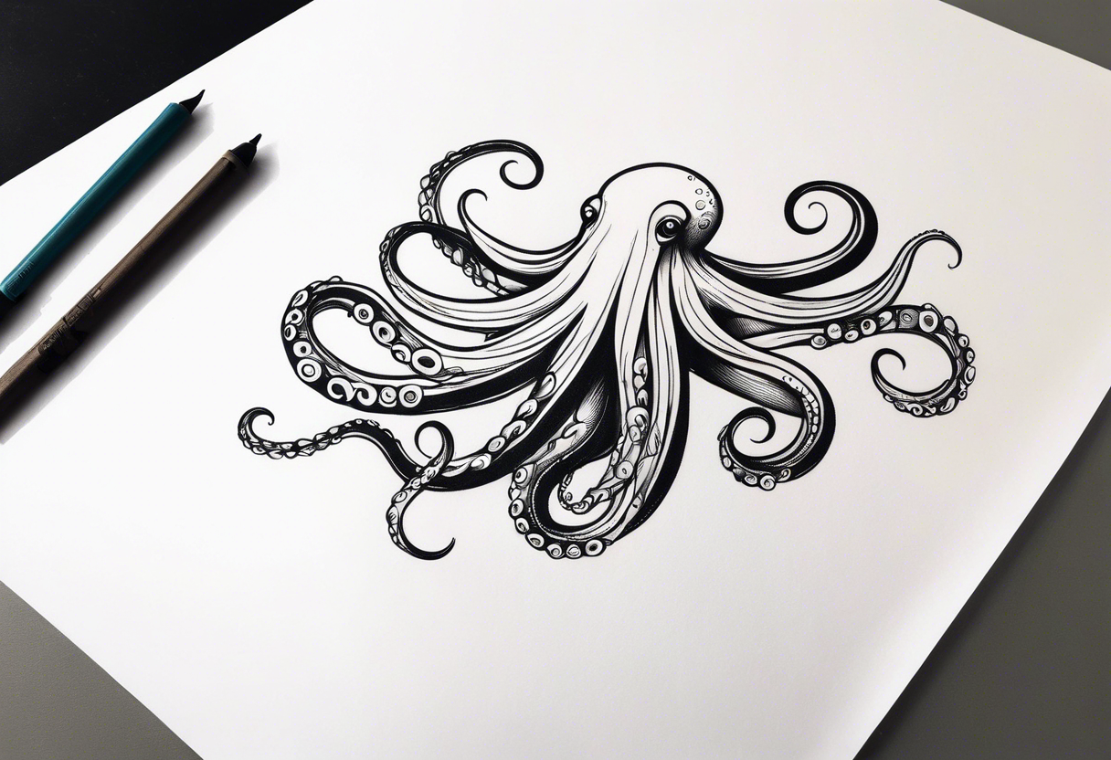 Octopus in sea view upper arm full sleeve tattoo idea