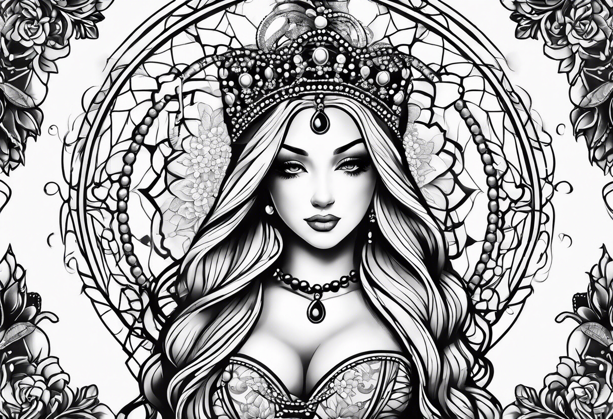 rosary and lingerie tattoo idea