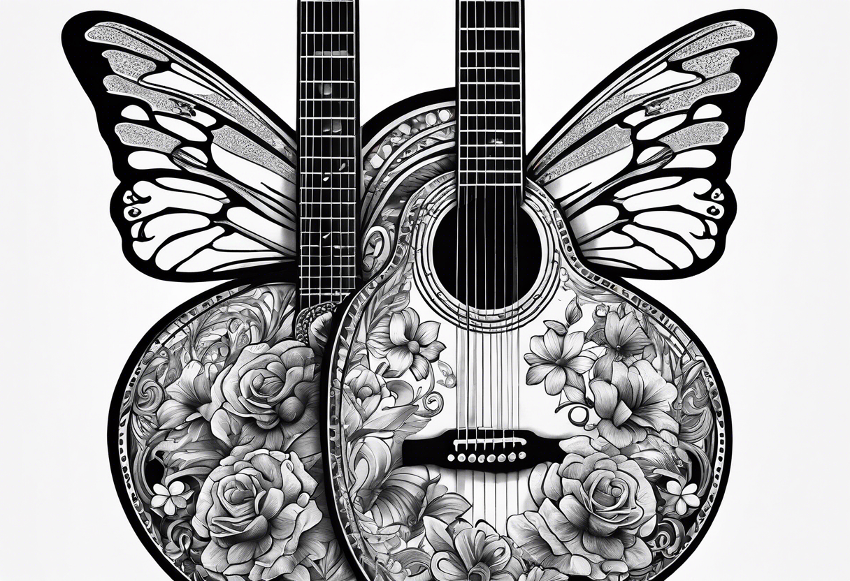 Guitar, butterfly, rainbow, master chief tattoo idea