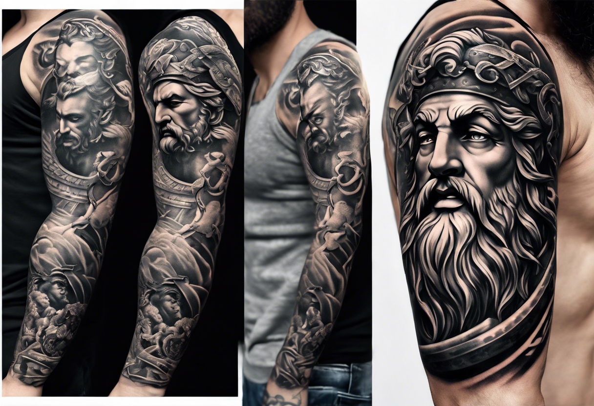 Stunning Neptune Tattoo on Guys Arm