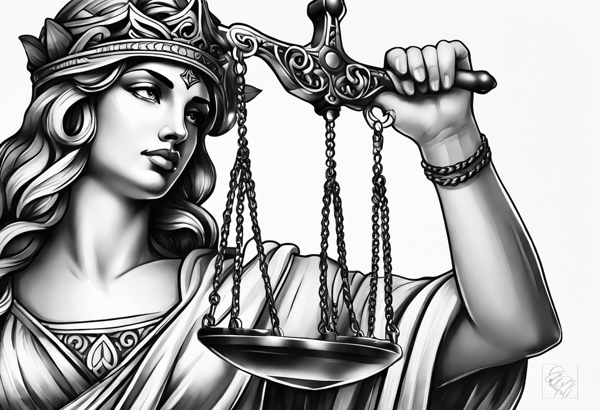 Lady justice forearm tattoo tattoo idea