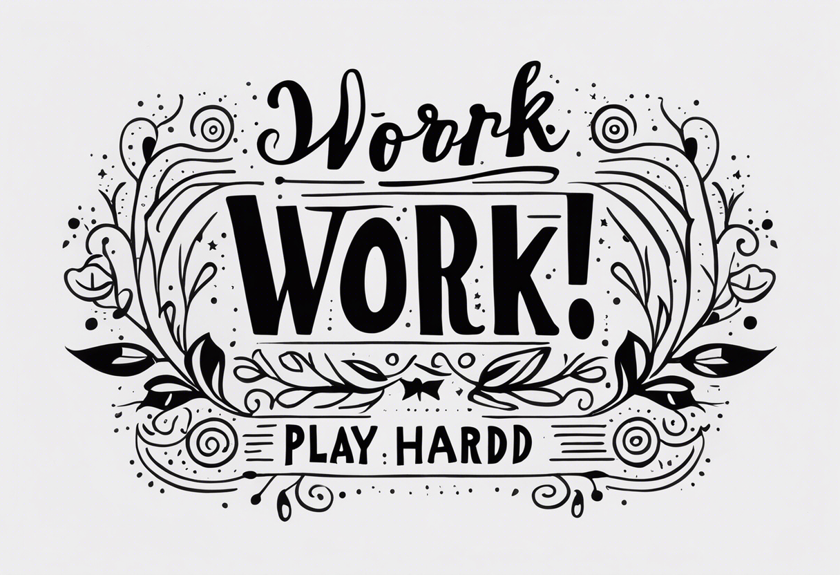 I want a tattoo with the words "work hard" and "play hard". tattoo idea