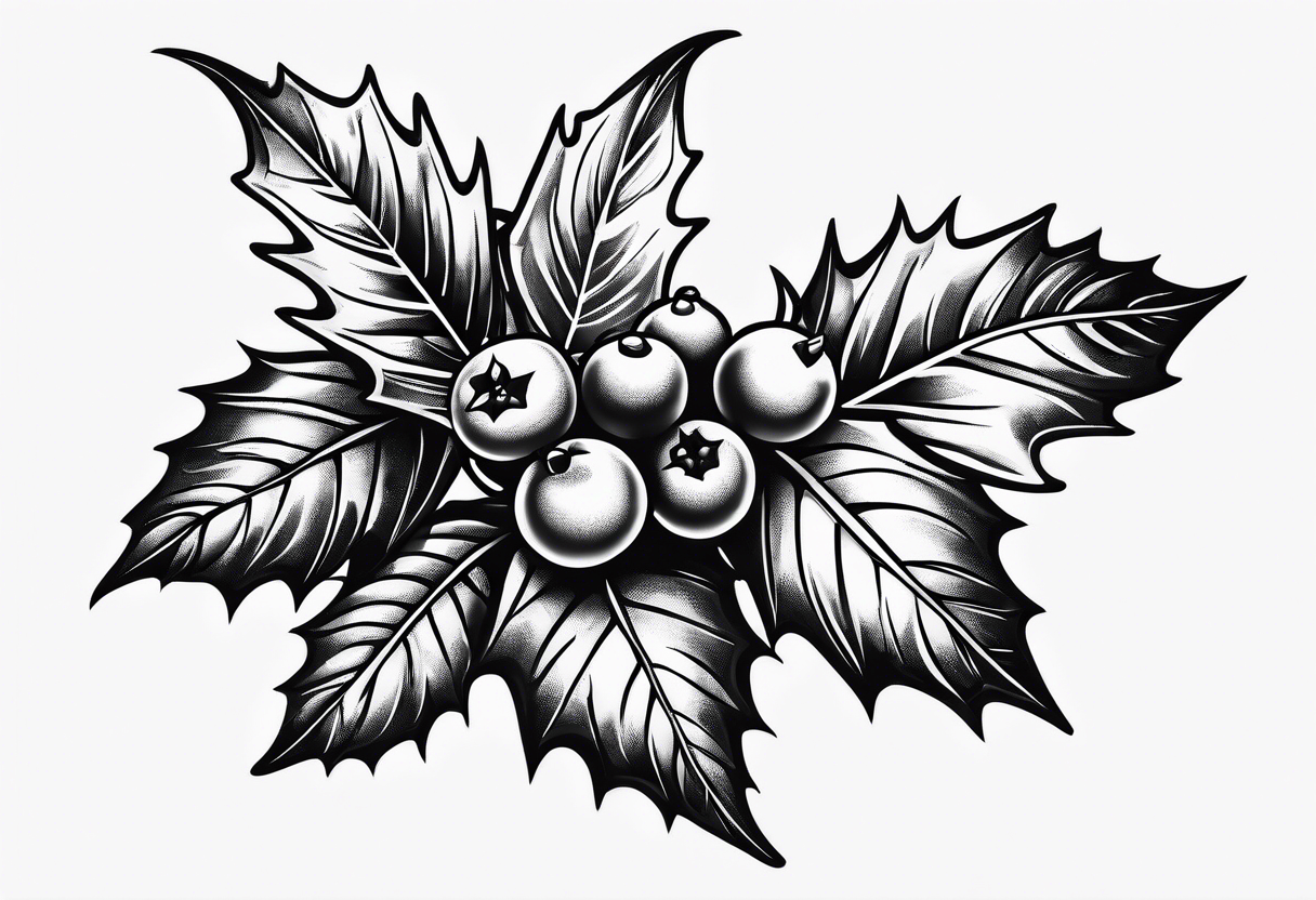 holly berry stalk tattoo idea