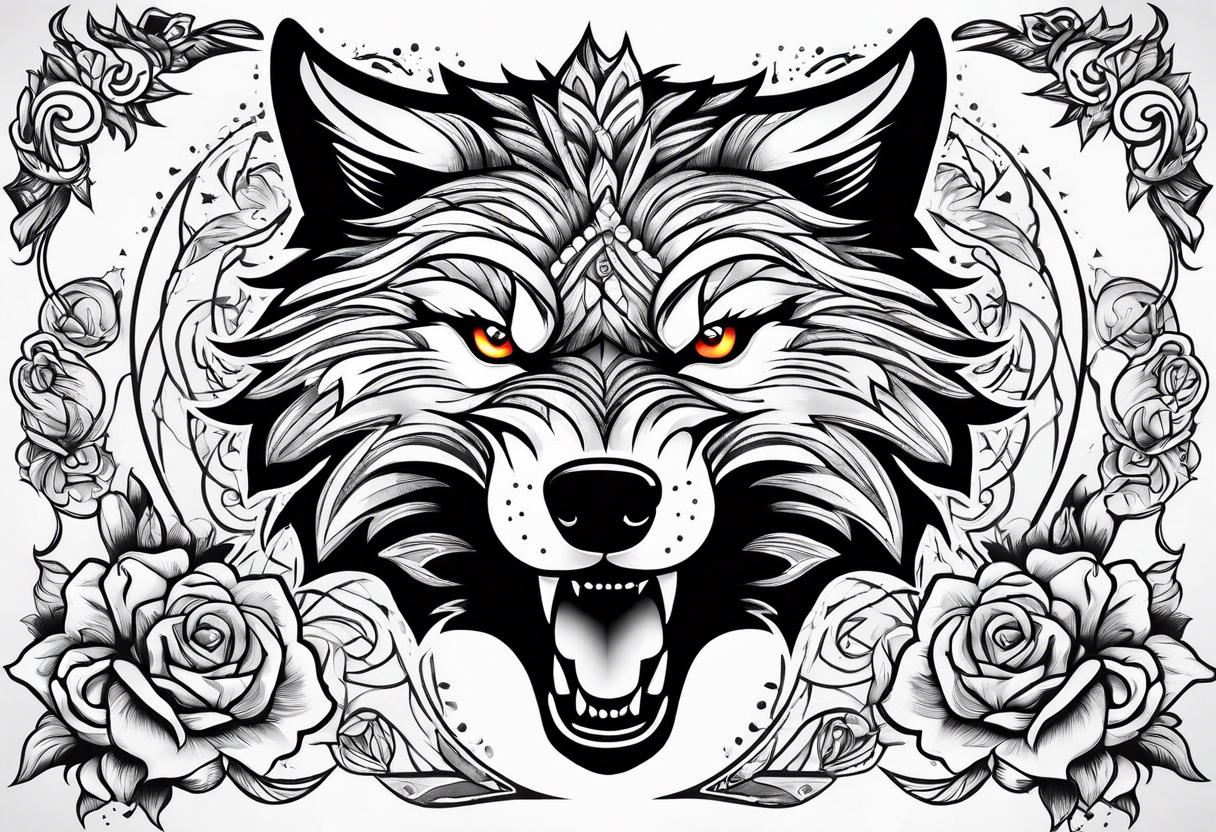 wolf growling tattoo idea