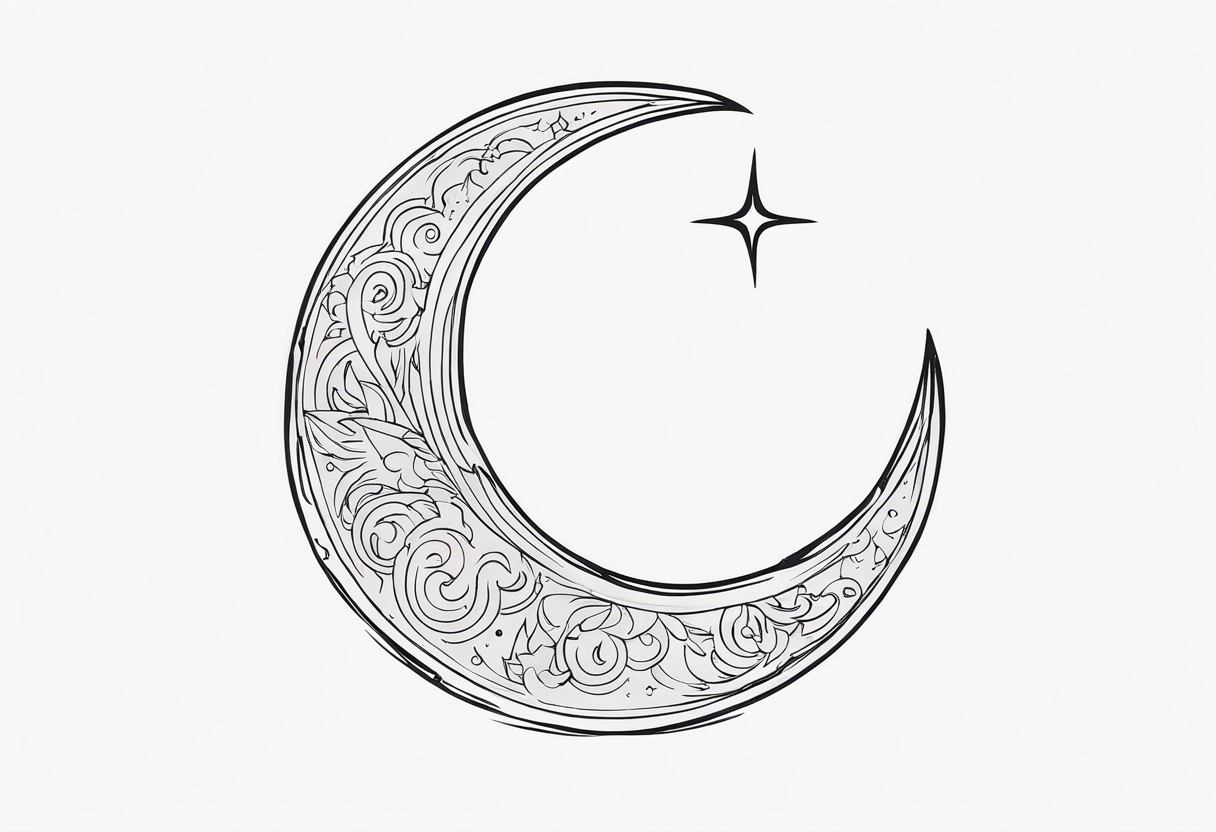 sacred crescent moon 
glyph 
fire 
celestial tattoo idea