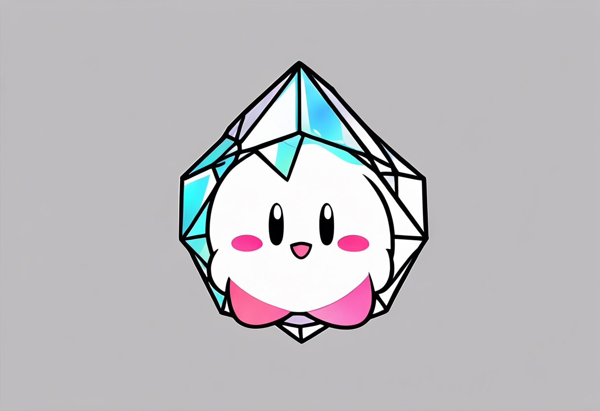 kirby smiling inside a shiny crystal tattoo idea