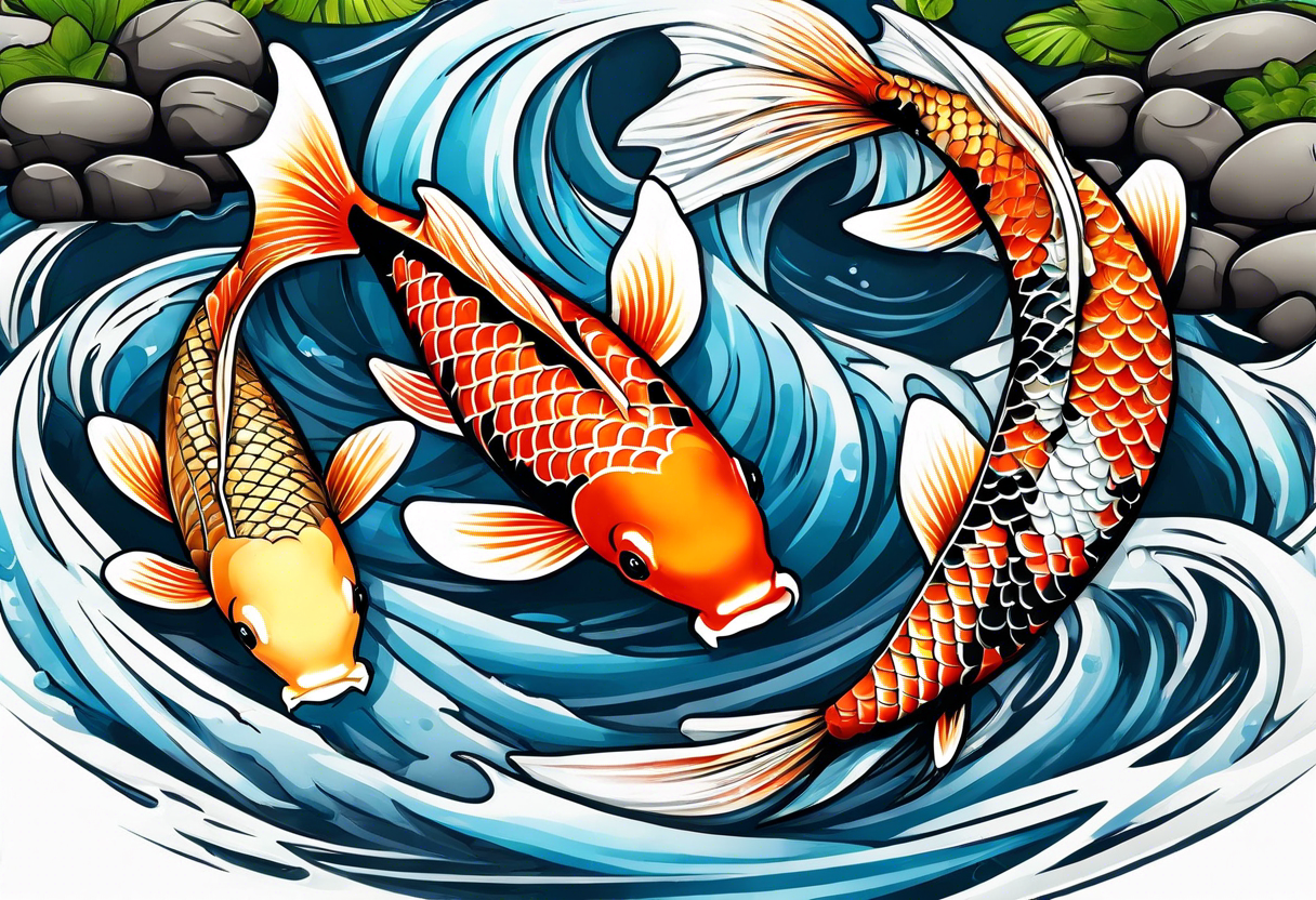 Koi Fish Tattoos Meaning: Color, Direction, and More - TatRing