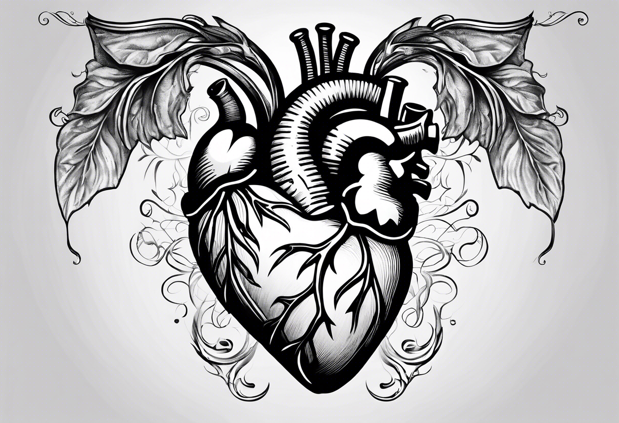 Back ribs exposing anatomically correct heart tattoo idea