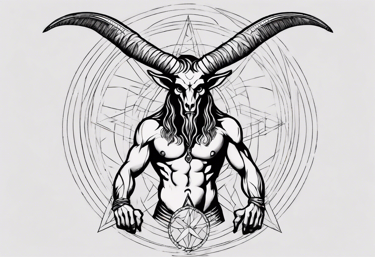 Baphomet standing full body loincloth. tattoo idea