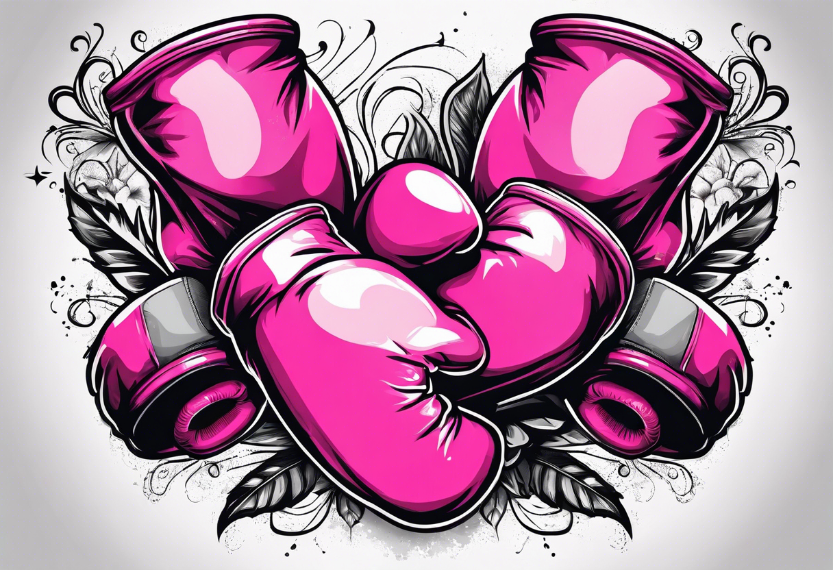 Breast cancer symbol with pink boxing gloves tattoo idea