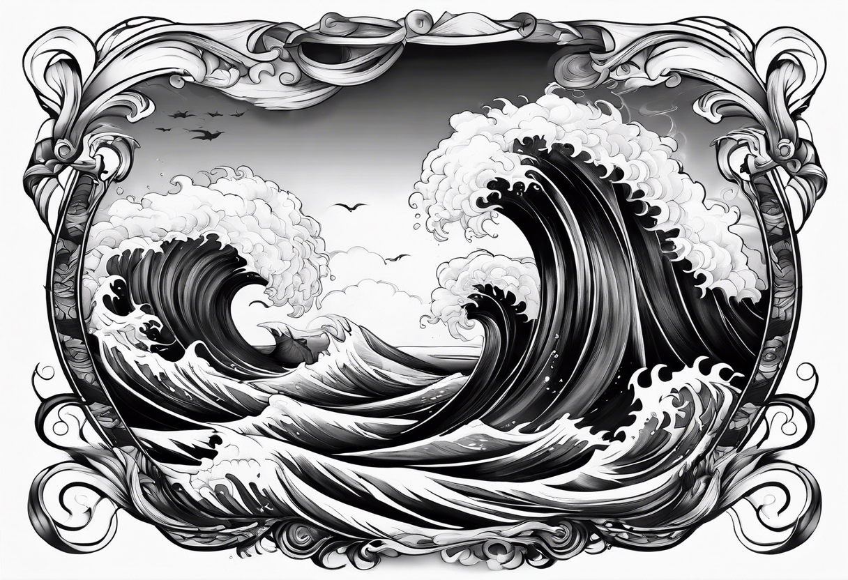 god, stormy sea, full length tattoo idea