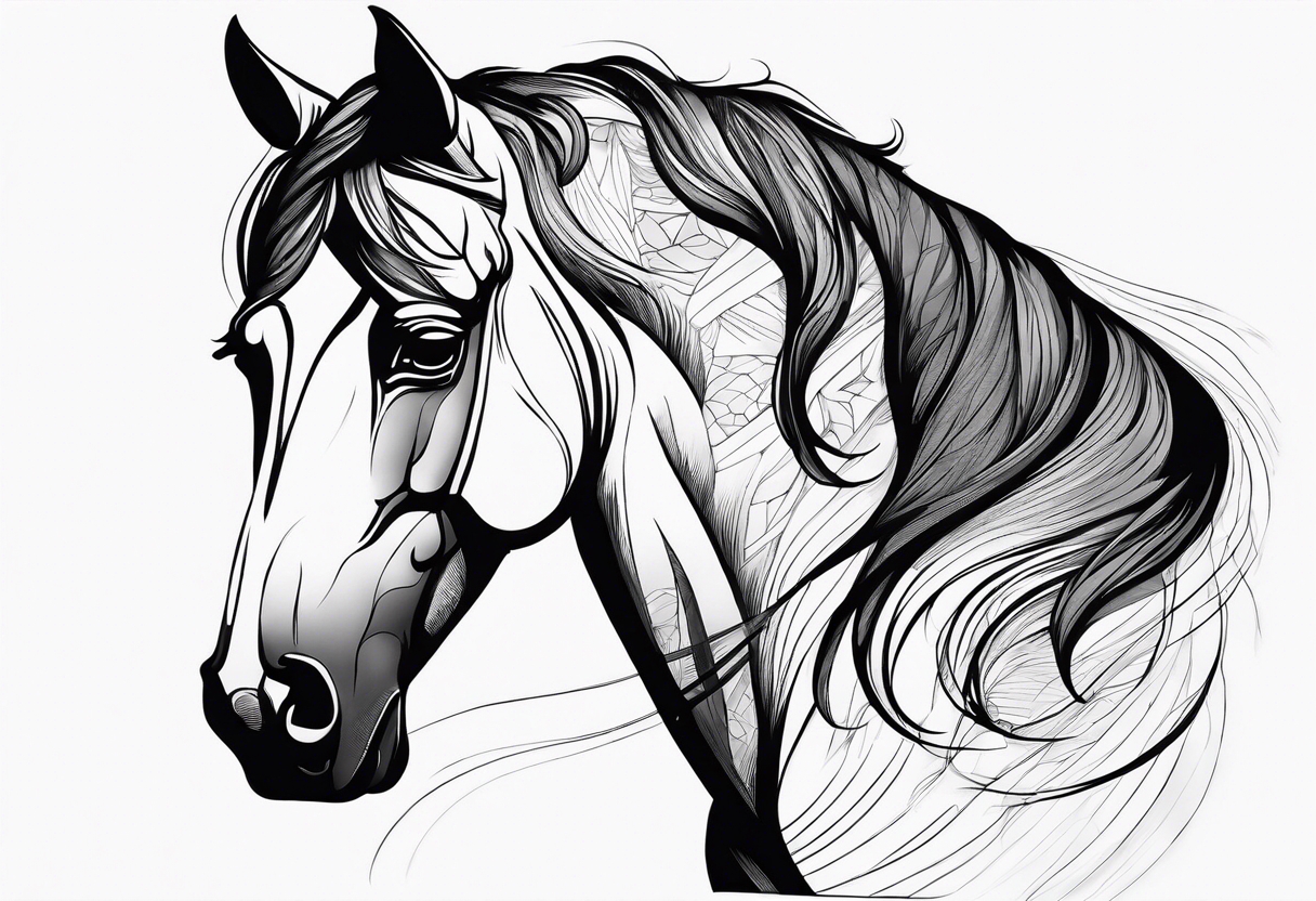 Horse portrait no shading tattoo idea