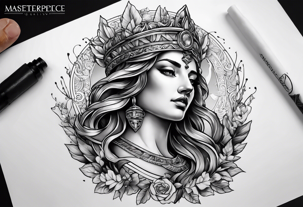 Forearm tattoo of the goddess Justicia tattoo idea