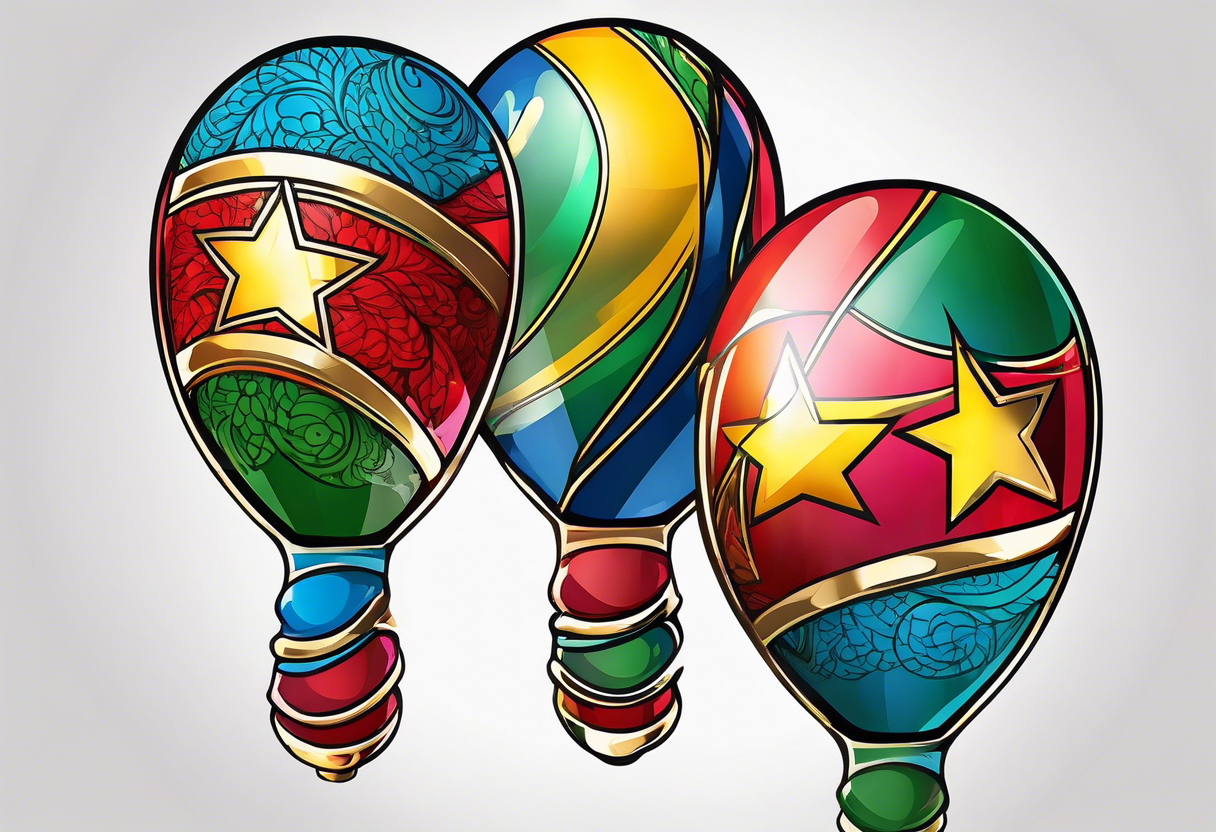 2 colorfull swinging maracas with cuban star tattoo idea