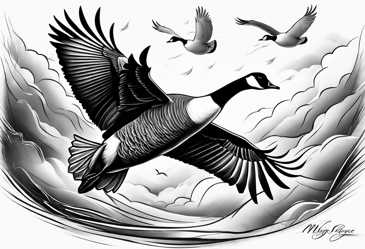 canadian goose taking off wind Background tattoo idea