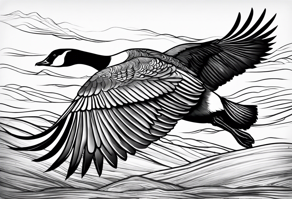 canadian goose taking off into the sky wind Background tattoo idea