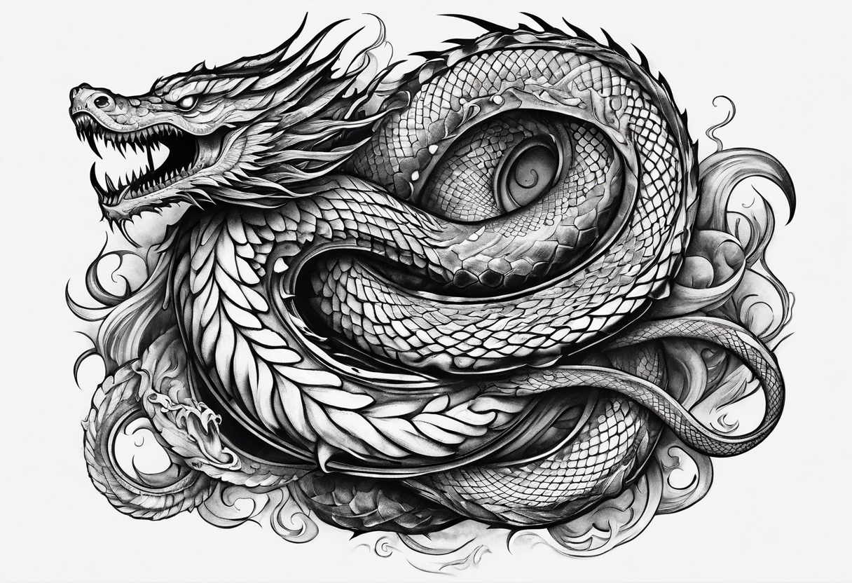 Menacing leviathan serpent tattoo idea