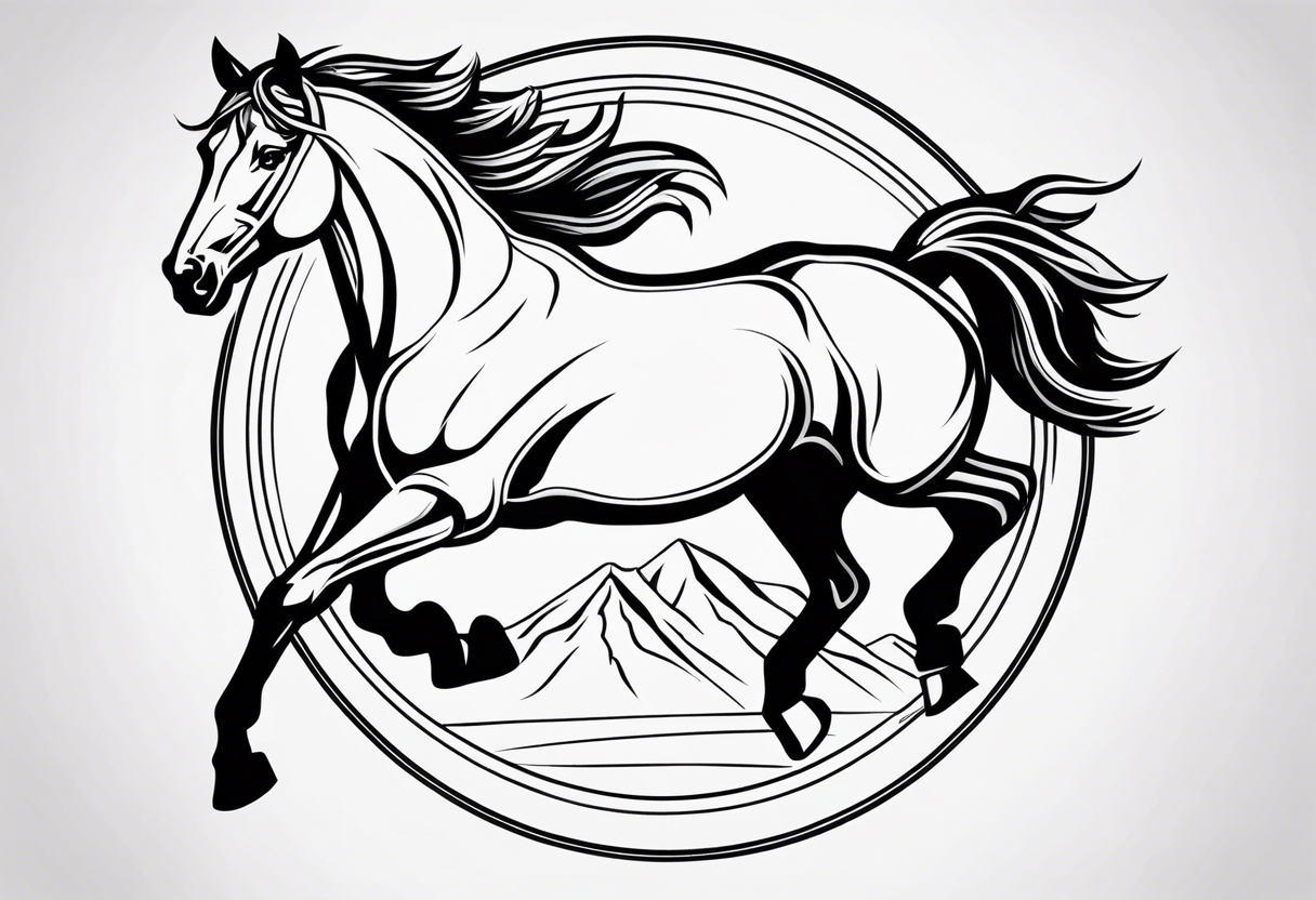 mustang reering in circle tattoo idea