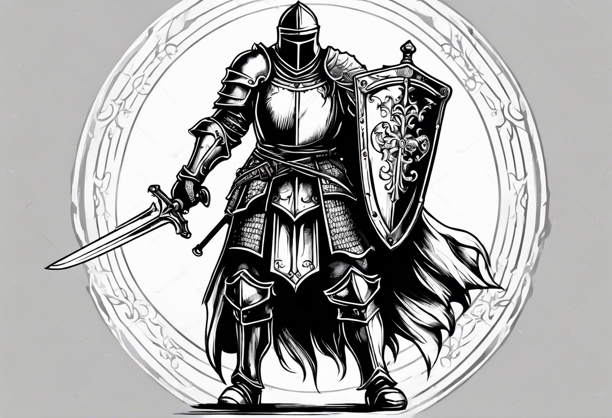 Medieval knight holding a sword tattoo idea