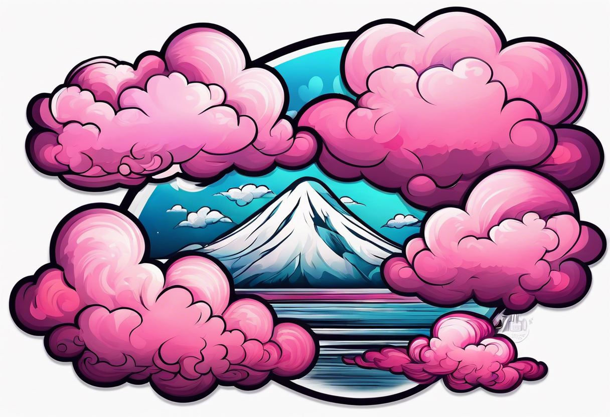 pink fluffy clouds tattoo idea