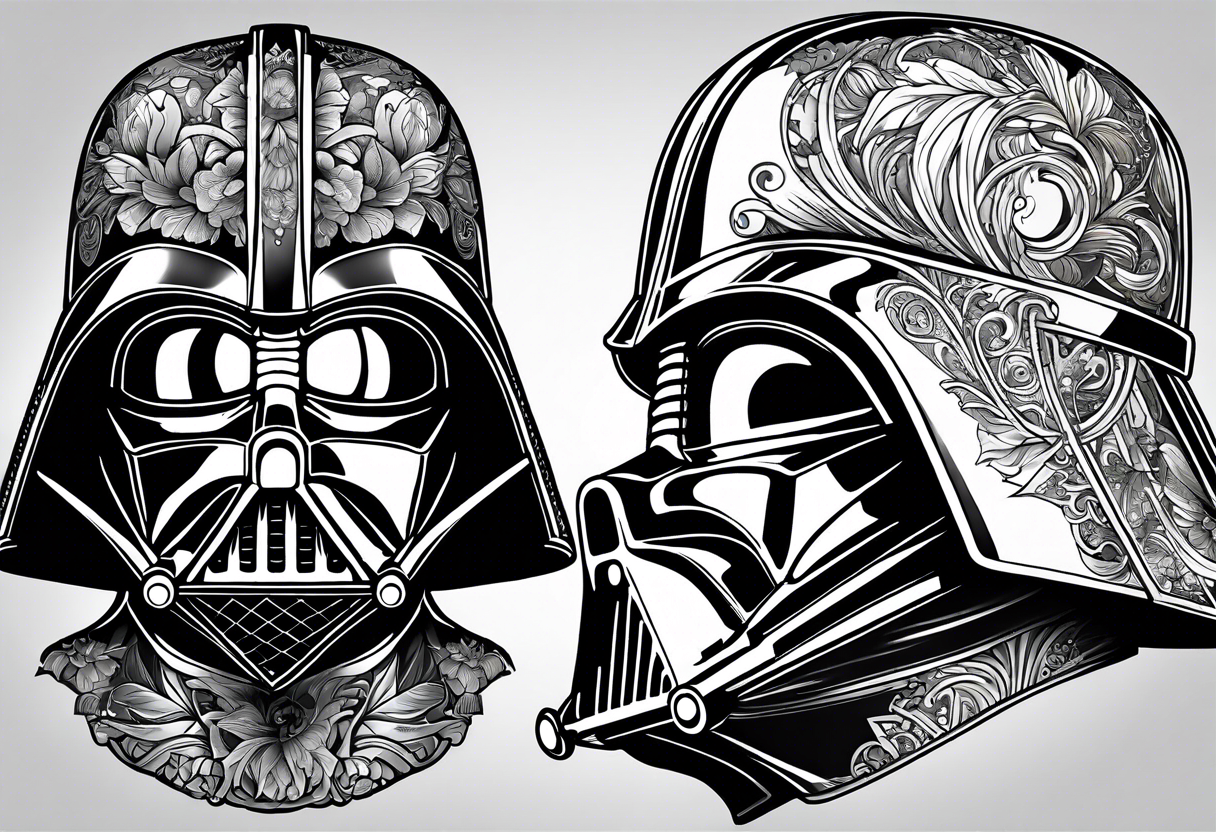 Darth Vader with broken helmet showing real face tattoo idea