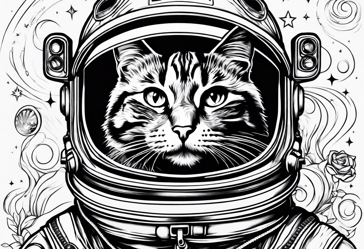 full-body astronaut cat tattoo idea