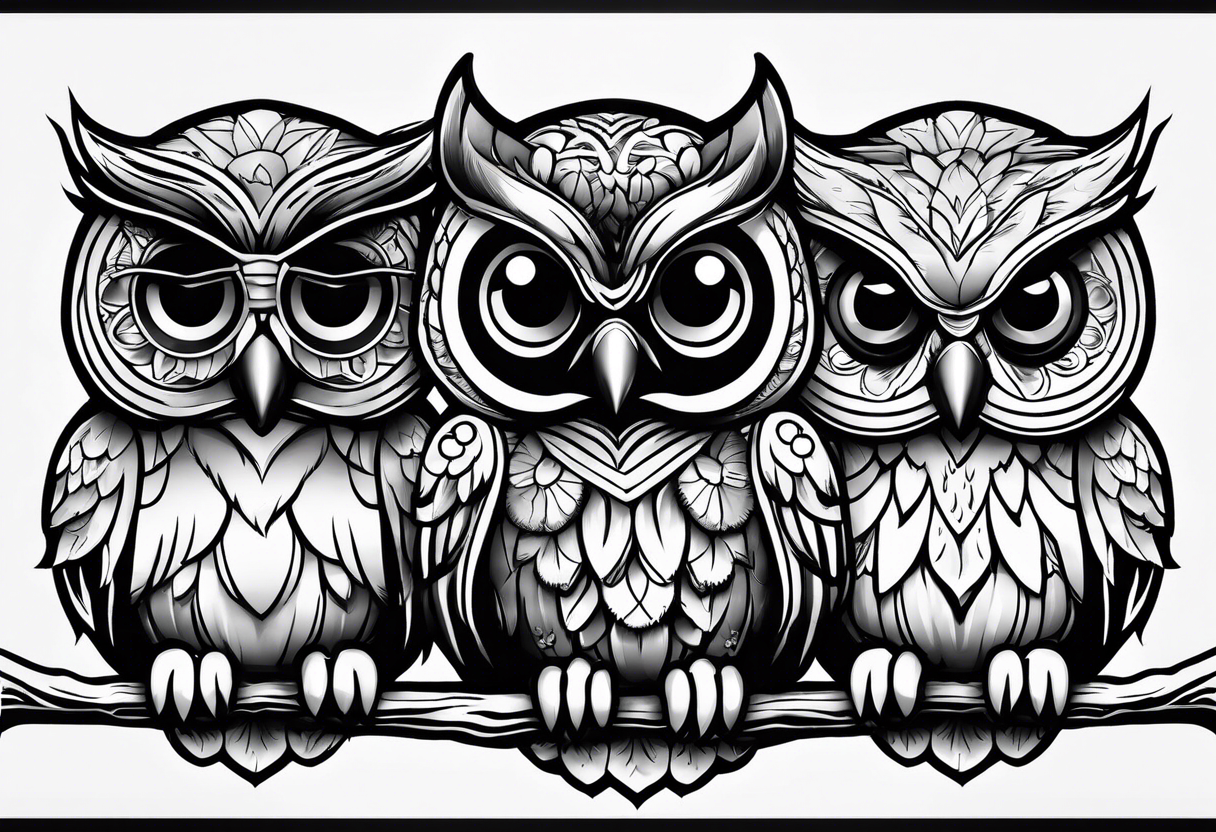 Cute Owls. Hear no evil, see no evil, speak no evil tattoo idea