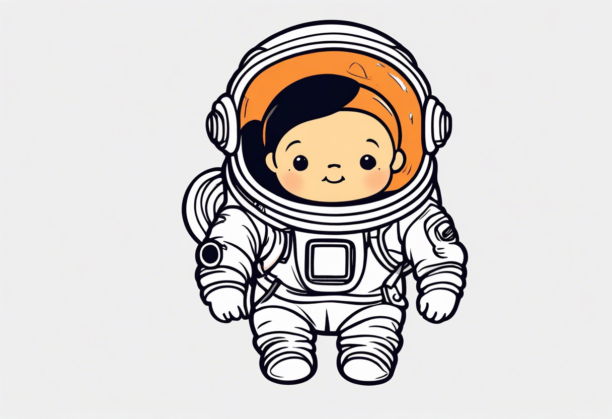 baby cute astronaut tattoo idea