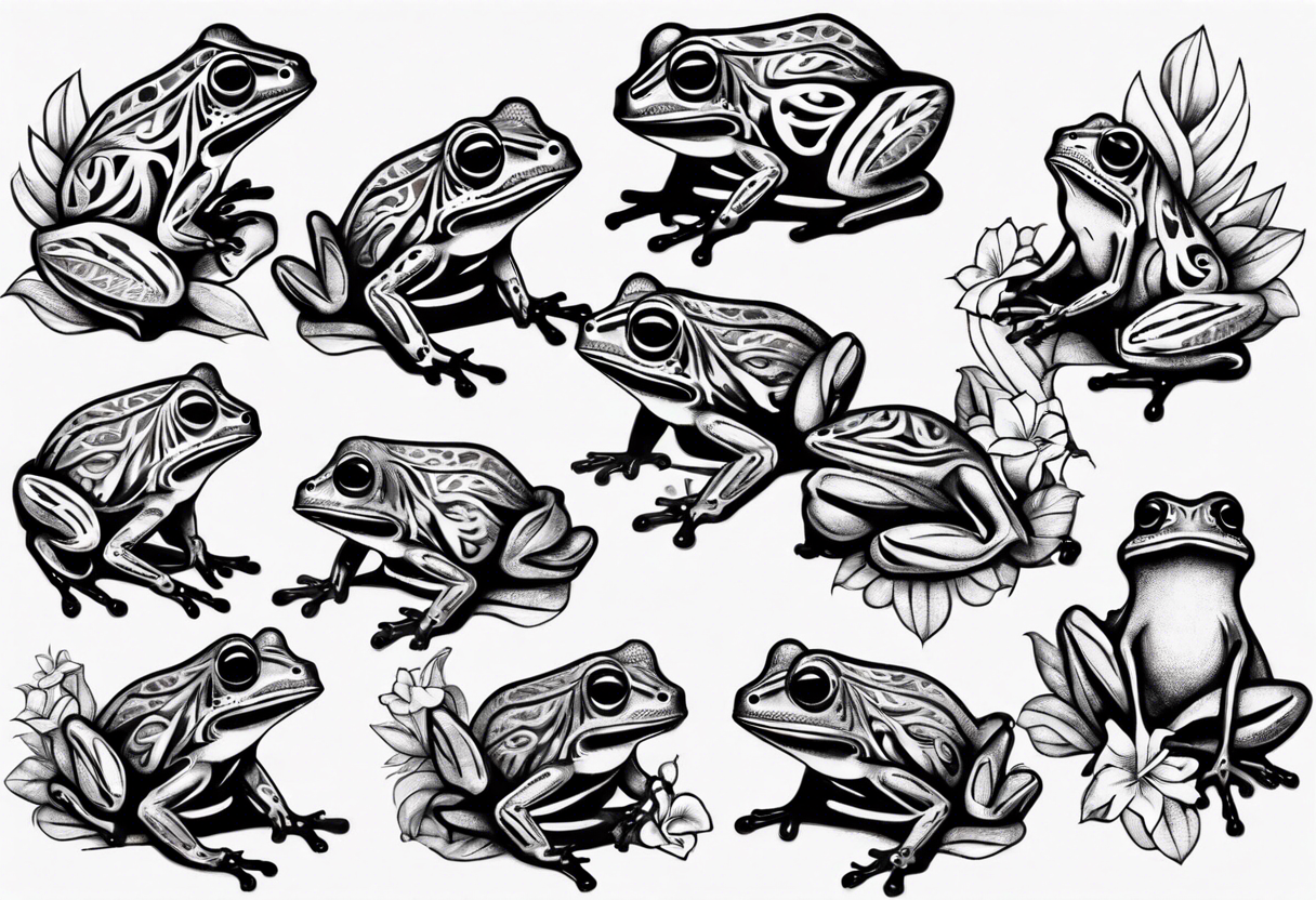 common coqui sitting on flor de maga tattoo idea