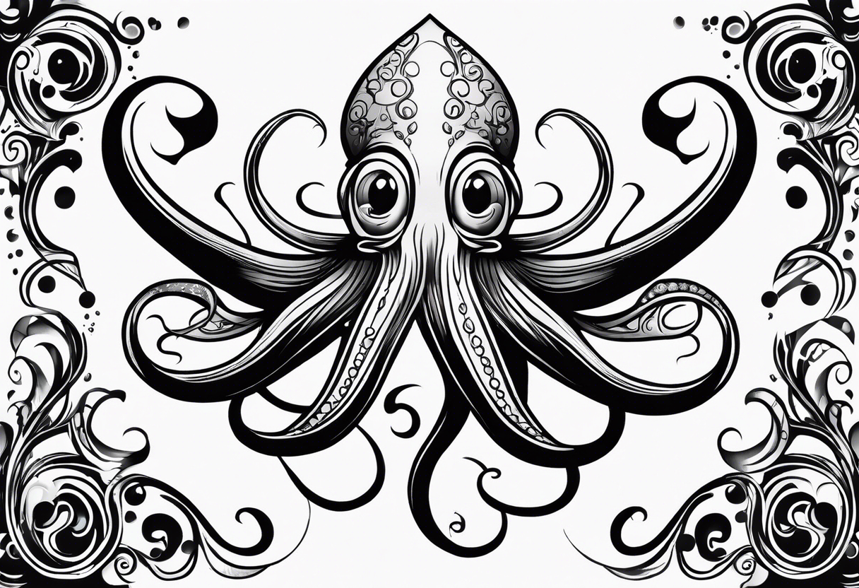 squid using lowbrow art style tattoo idea