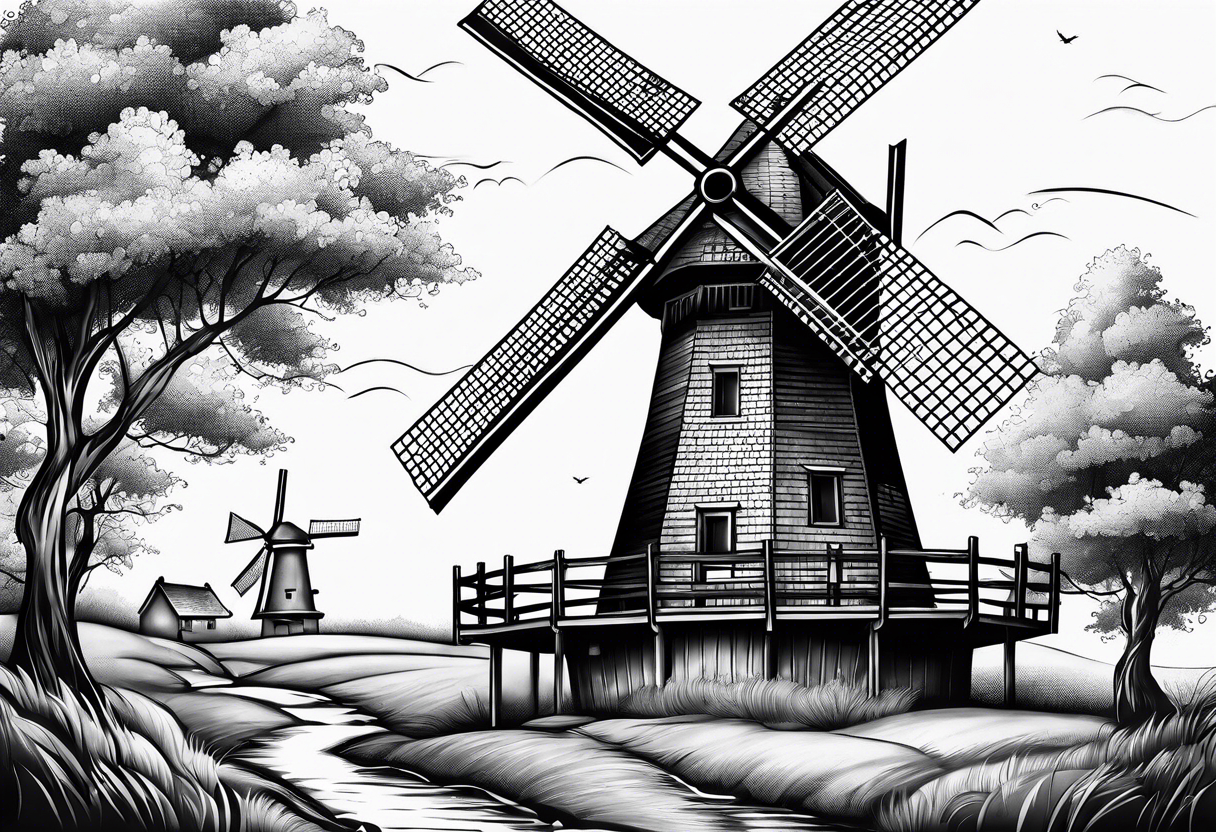 dutch windmill tattoo idea