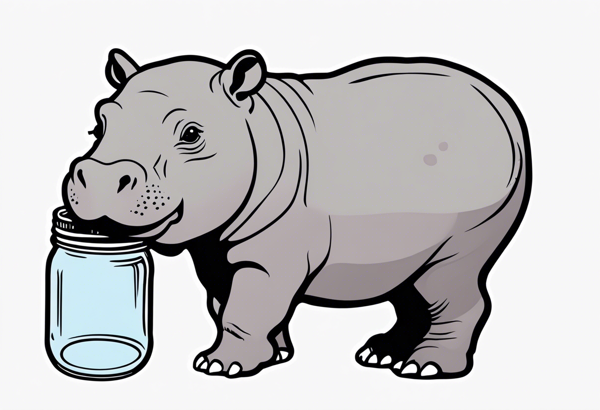 Baby hippo with Mason jar tattoo idea