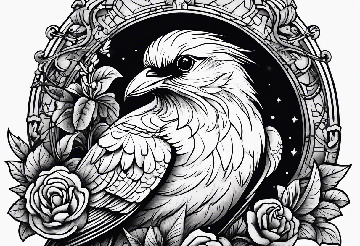 Bird resting on a grave stone tattoo idea