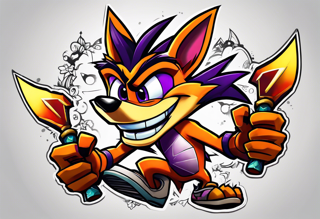 Crash bandicoot with Spyro the dragon tattoo idea