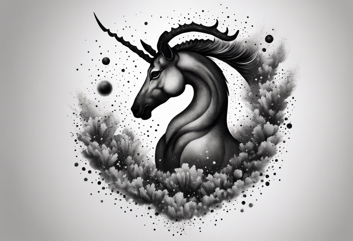 exploding capricorn tattoo idea