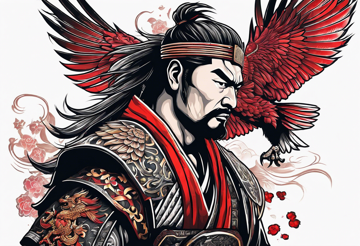 the seven virtues of bushido with Double headed Albanian eagle on his shoulder tattoo idea