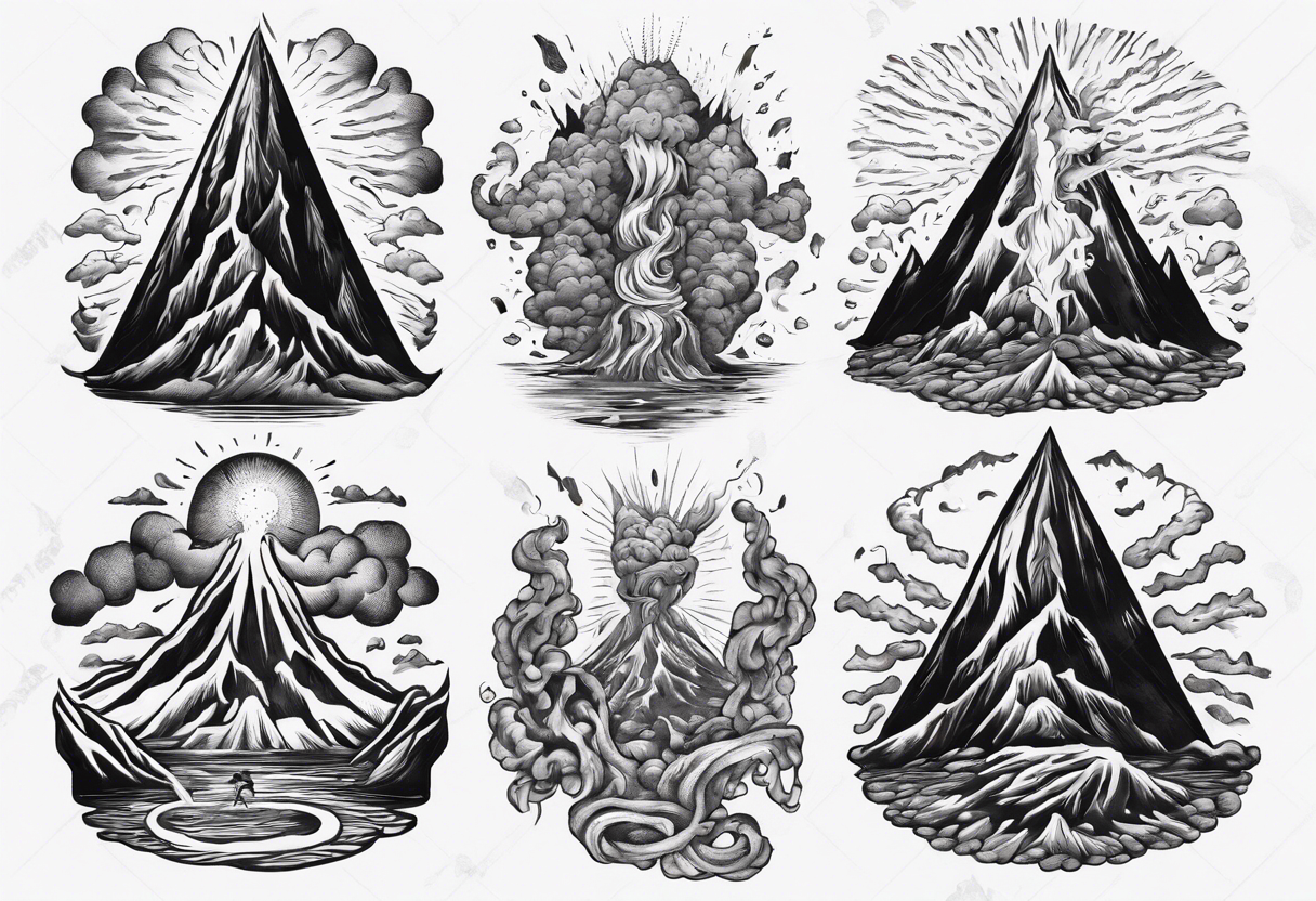 A man battling a volcano tattoo idea