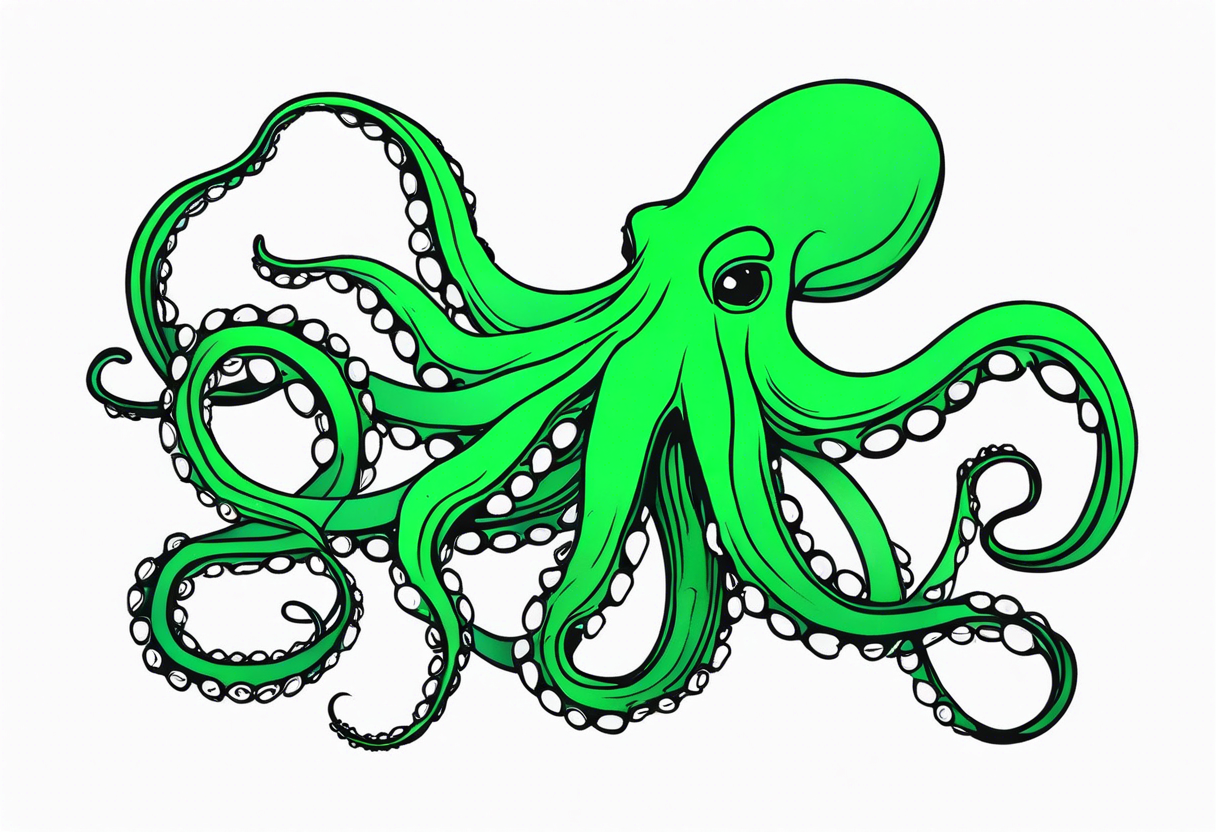 Electric octopus peaceful green nature tattoo idea