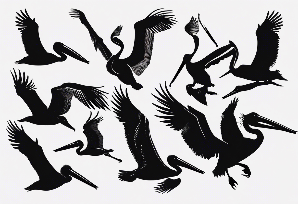 Pelican silhouette series in flight tattoo idea