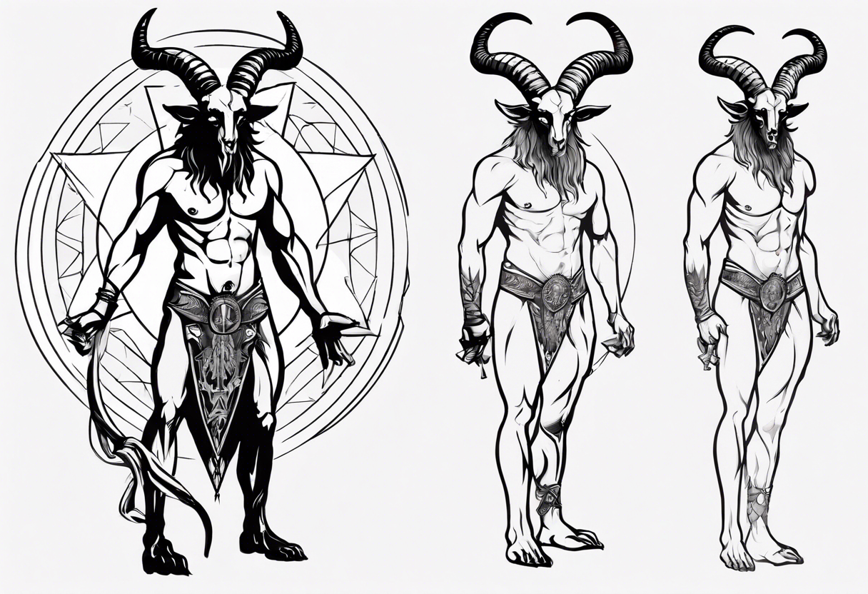 Baphomet standing full body loincloth. tattoo idea